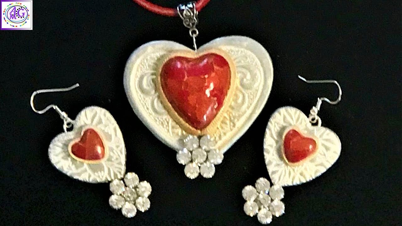 Rhinestone Candy Heart Jewelry Set - Polymer Clay Jewelry Making Tutorial