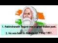 10 lines on rabindranath tagore  english speech on rabindranath tagore