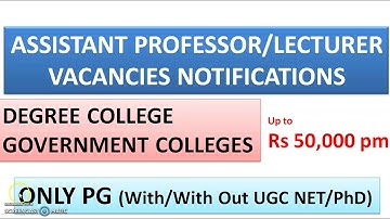 Universities and Degree Colleges Recruitment Notifications | PG (With/With Out UGC NET/PhD) | Rs 50K