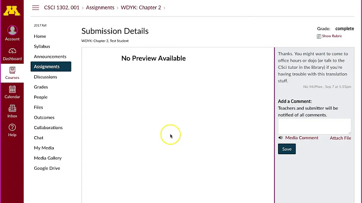 Checking rubric scores/grades on Canvas