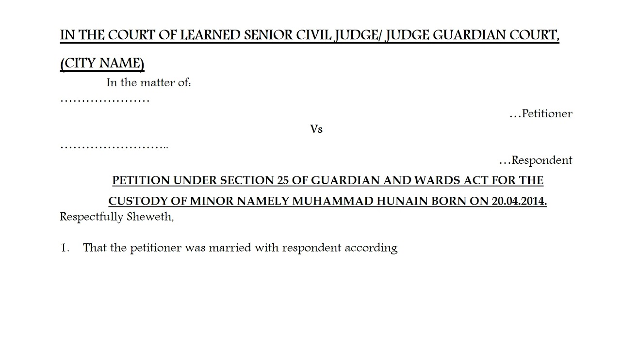 How to draft Gaurdianship Petition