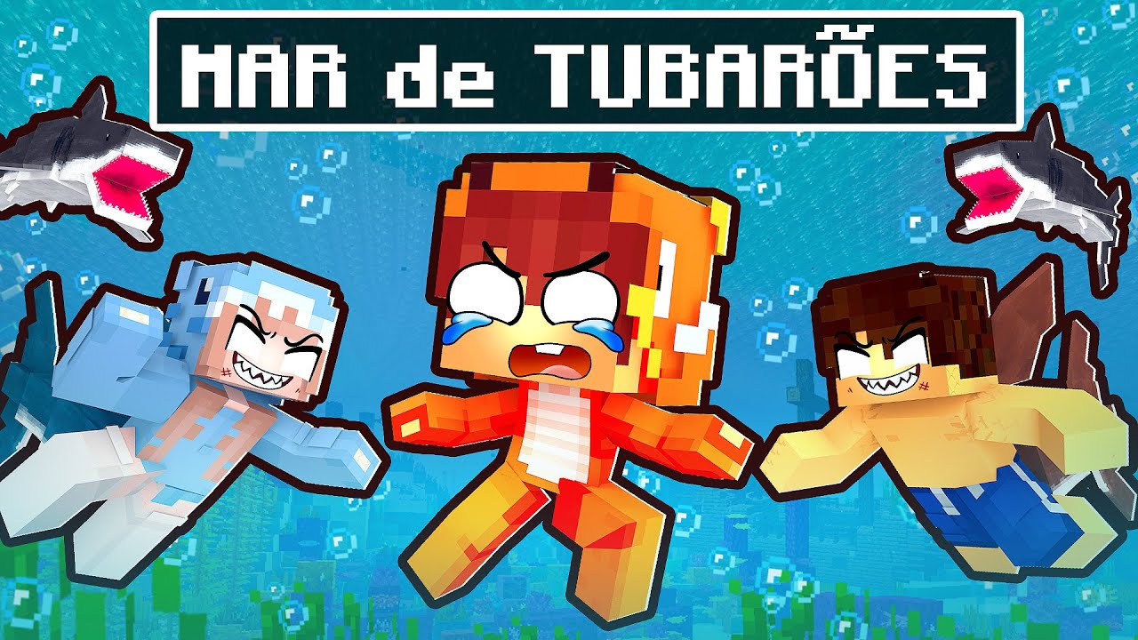 PEIXE no MAR de TUBARÕES no Minecraft