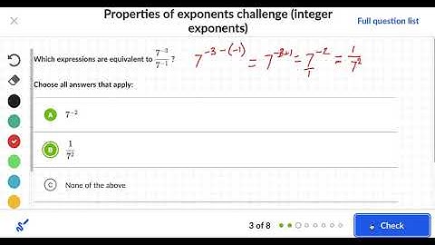 Properties of exponents challenge (integer exponents)