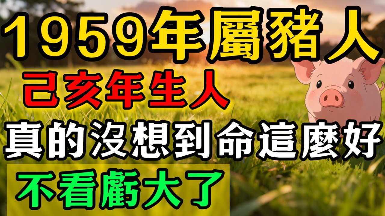 1959年己亥年生屬豬人的一生，真的沒想到，這輩子命這麼好，不看虧大了！​