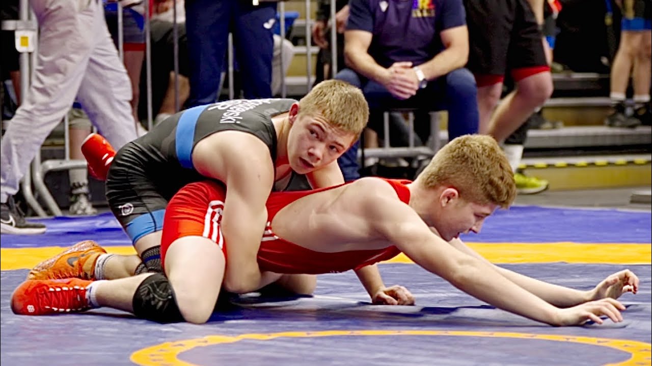 U17 Stefan Puscas (ROU) vs Dilan Golovotski (ISR) 60kg. Freestyle boys wrestling. B-cam-man