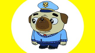 Chip E Potato Papai Pug Policial How To Draw, Desenhando Desenhos Animados.