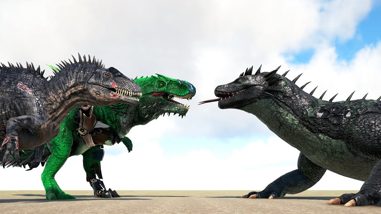 VARAN vs. SAVAGE ACRO and CYBER MACROCERCODRACO | ARK Dino Battle 🦎