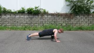 Pushup with Kettlebell Side Shuffle