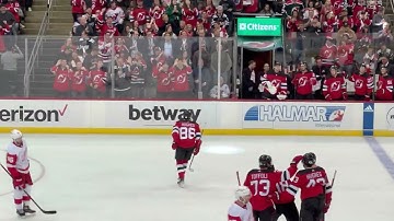 NJ Devils Jack Hughes 1st Goal of Season IMPOSSIBLE ANGLE In Arena Cam #jackhughes #njdevils
