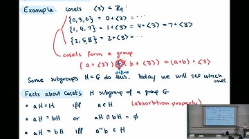 Abstract Algebra; Lecture 18: normal subgroups and factor groups