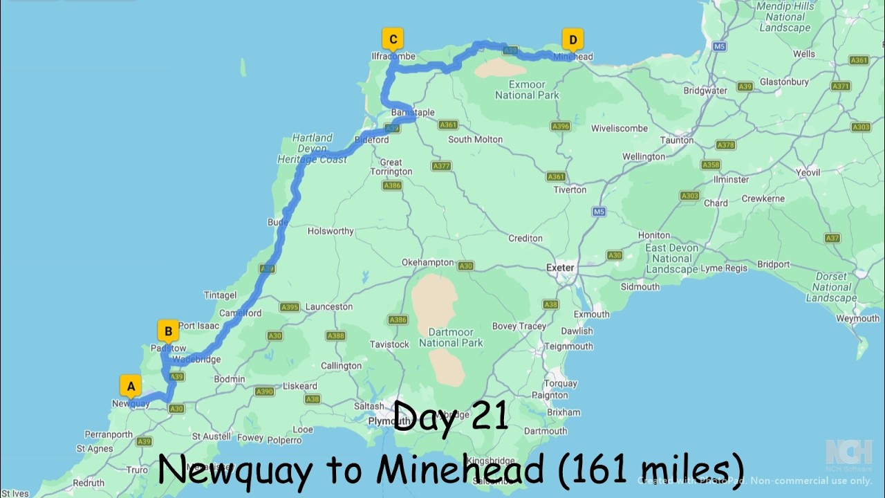 Day 21 - From Robert to William - A Road Trip around the coast of Britain - Newquay to Minehead