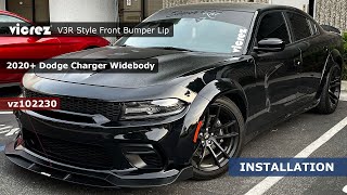 Vicrez V3R Style Front Bumper Lip vz102230 | Dodge Charger Widebody 2020-2023 | Installation