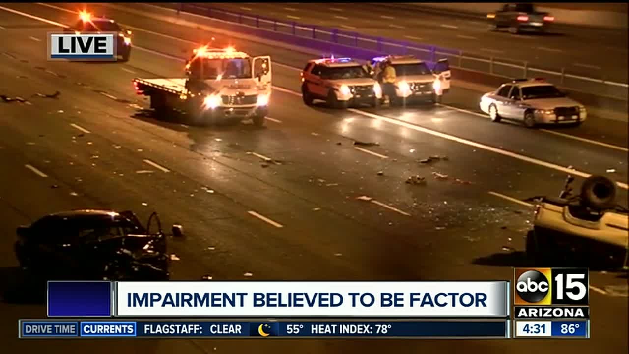 Rollover crash shuts down EB US-60 in Mesa - YouTube