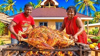 JUICY GIANT TURKEY GRILLED OVER FIRE! 🔥🦃 Soft Layered Chapati + Dream Home Progress 🏡 screenshot 3