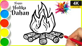 Holika Dahan Special Drawing Easy Drawing Step By Step Holika Dahan Holi Drawing