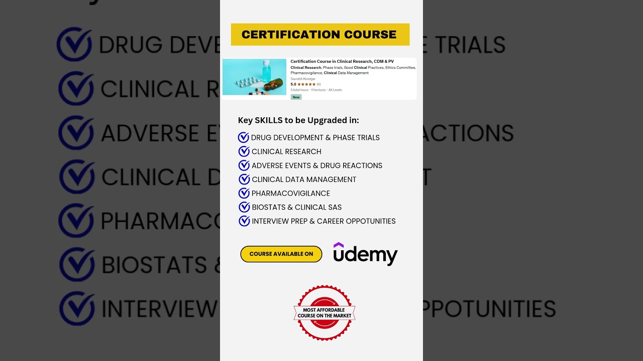 Certification Course in Clinical Research With CDM and Pharmacovigilance 