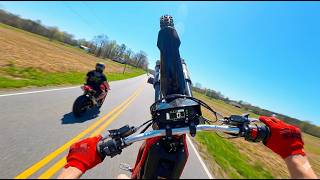 STREET RIDING DIRTBIKE! COPS ALMOST CAUGHT US