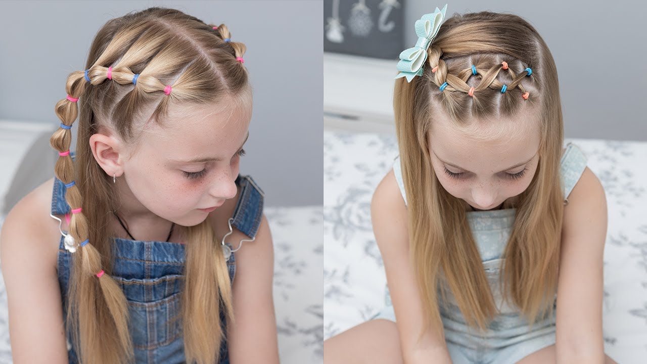 DOS PEINADOS FACILES PARA NIÑAS CON LIGAS Y CABELLO SUELTO - PEINADOS CON LIGAS - PEINADOS RAPIDOS