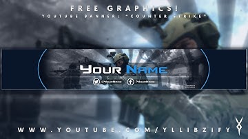 Free Graphics: YouTube Banner Template #1: "Counter Strike: Global Offensive" @YLLiBzify