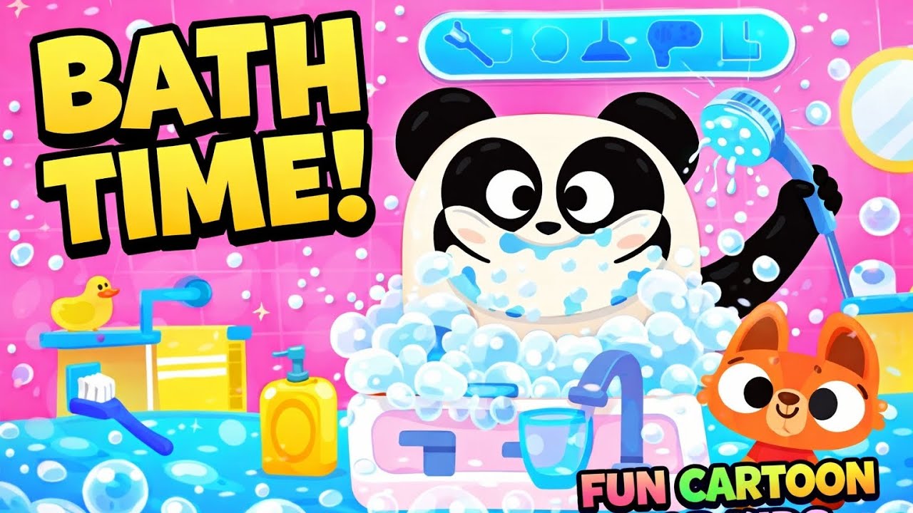 Panda Takes a Bath 🚿🐼 | Fun Cartoon for Kids