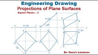 Projections of Planes 4B - 2 | Typical Problems in Square Planes | Inclined to Both the Planes