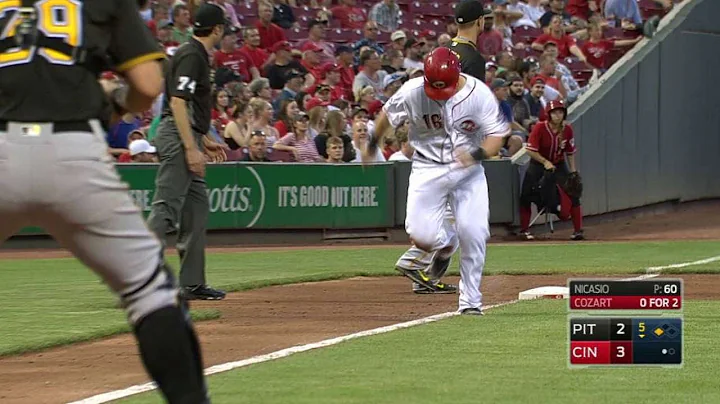 PIT@CIN: Cozart pads the lead with a sacrifice fly