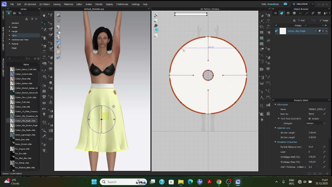 Юбка солнце в Clo3d