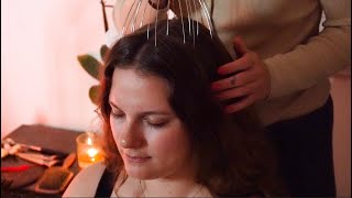 ASMR Tingly Hair Play, Brushing, Parting, Massage on Giselle (Whisper)