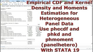 Empirical CDF Kernel Density Moments Estimation Heterogeneous Panel phecdf phkd phmoment STATA 19