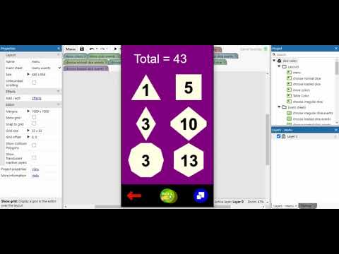 dice roller app (Android) - made in Construct 3