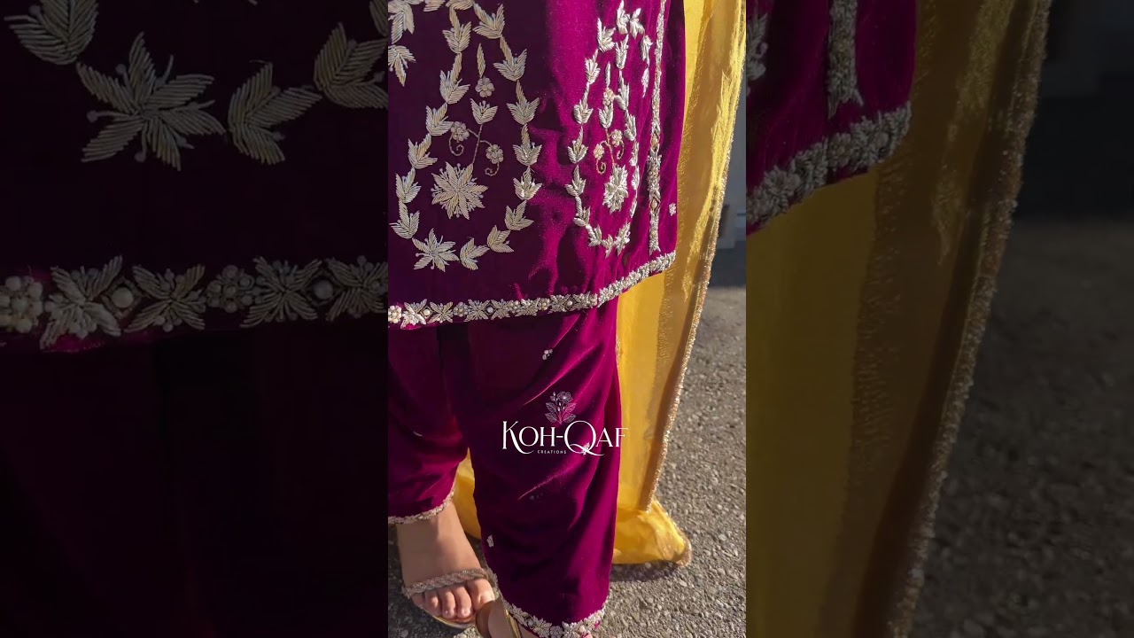 Velvet suit with dabka work. 