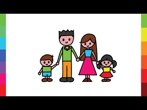 How to draw cute FAMILY with simple shapes  |  Very easy | Beginners tutorial