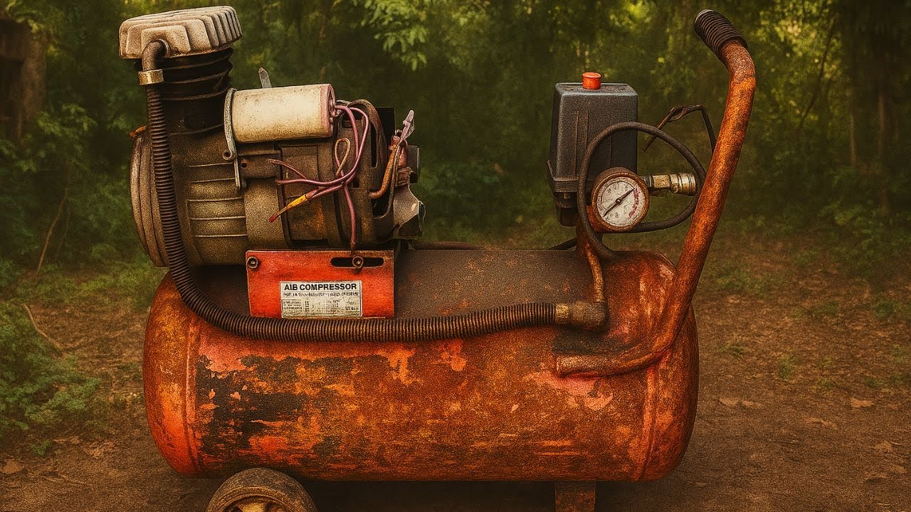 Restoration Rusty Old Vintage Air Compressor Machine | Restore Damaged Old Classic Air Compressor