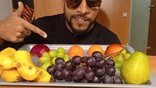 ASMR FRUITS eating, Banana, grapes, Apple, Orange।  eating show. Stv FooD.. 🍎🍇🍊🍌