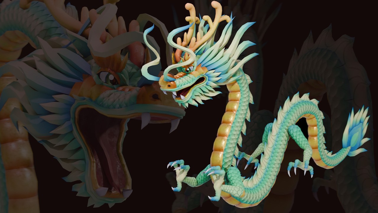Animated Chinese New Year Dragon I Lowpoly PBR