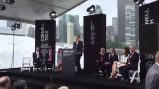 Cornell Tech's Dan Huttenlocher Thanks Audience For Attending Roosevelt Island Campus Groundbreaking