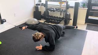 Modified side plank cable reach through 
