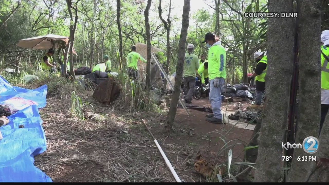 State removes illegal camps from Kapaa Quarry Road, Kapena Falls