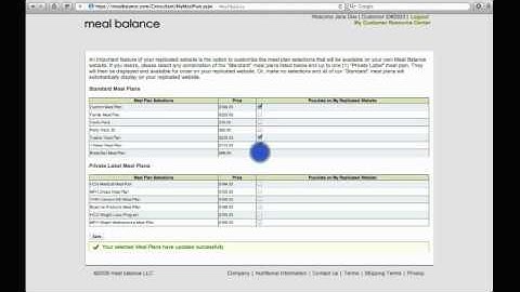 Meal Balance - How to customize the meal plans on your replicated site