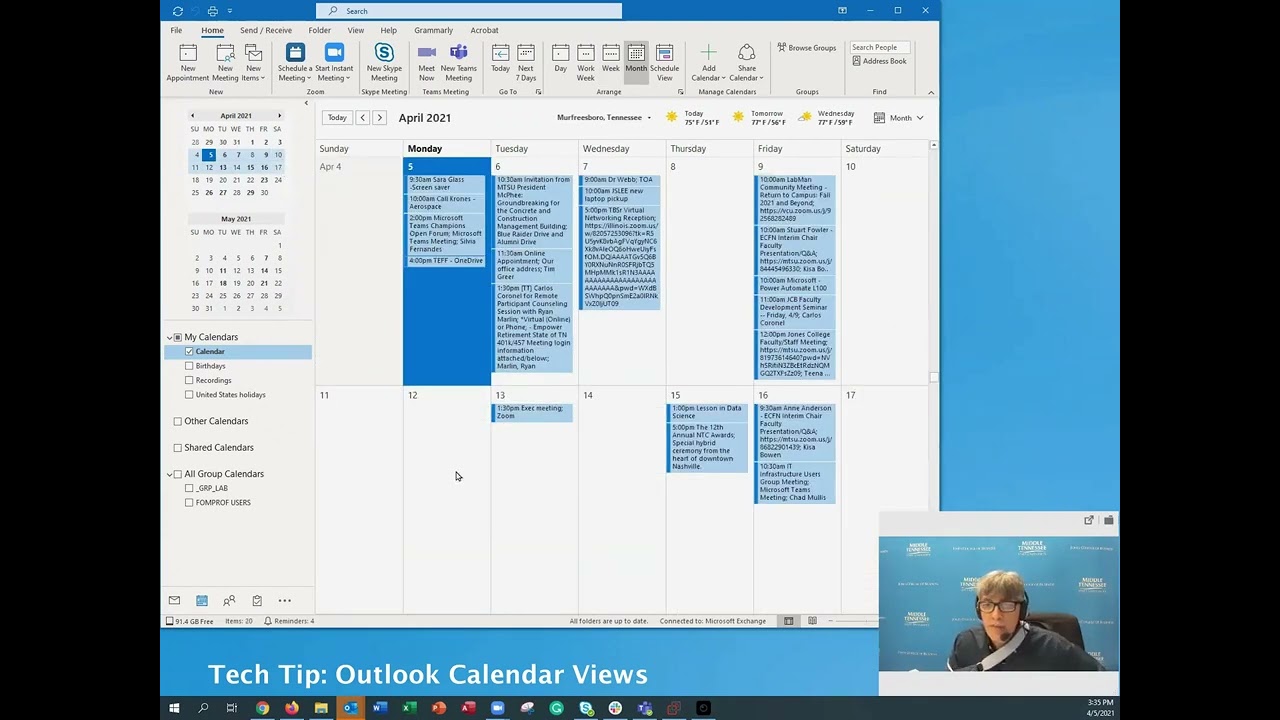 Tech Tip 8 Outlook Calendar Views - YouTube