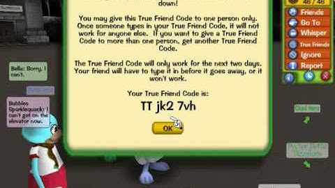 Toontown True Friend/Secret Friend Codes!
