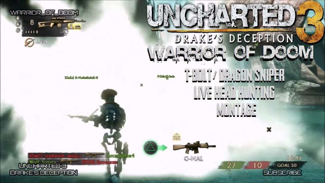 Uncharted 3 | T-Bolt & Dragon Sniper | Live Head Hunting Montage