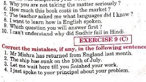 Syntax Exercise 9 C Verb Error from excellent book class 12 solved by Ramesh Sir