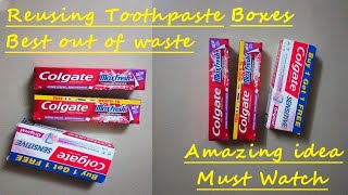 Best Out Of Waste Colgate Box Craft Idea Reuse Toothpaste Box Recycled Craft Idea