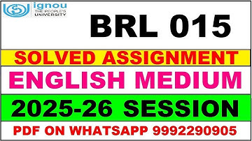 BRL 015 solved assignment 2025-26 in English || brl 015 solved assignment 2026 || brl15 2025-26