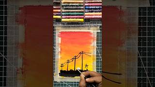 Beautiful Sunset Landscape with Oil Pastels 🌅 Easy Drawing Tutorial