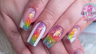 Watch me work - Rainbow colour block acrylic nails perfect for PRIDE 🌈