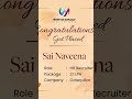 congrats sai Naveena 🎉