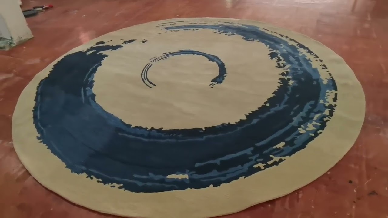 Modern abstract style round hand tufted rugs for hotel decoration