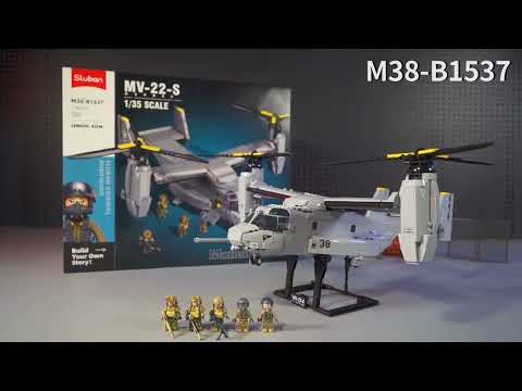 Конструктор Sluban M38-B1537 Конвертоплан MV-22-S Osprey, 1163 деталі, 5 фігурок, масштаб 1:35, видео 1